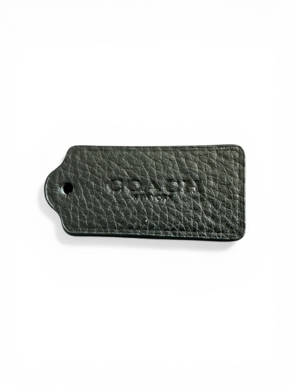 Coach‎ Black Pebbled Leather Hang Tag with Embossed Logo Hang Tag 2.25 inch